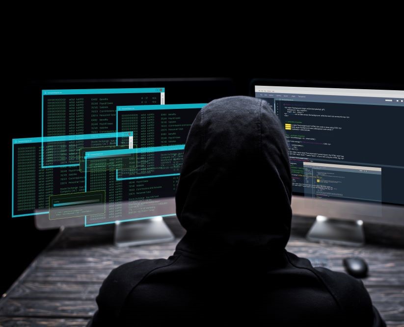 Back View of Hooded Hacker